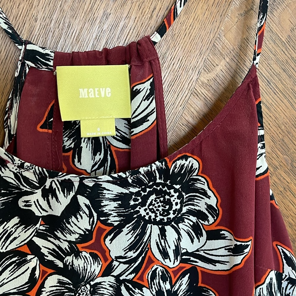 Maeve silk floral tank cami flutter hem ruffle back